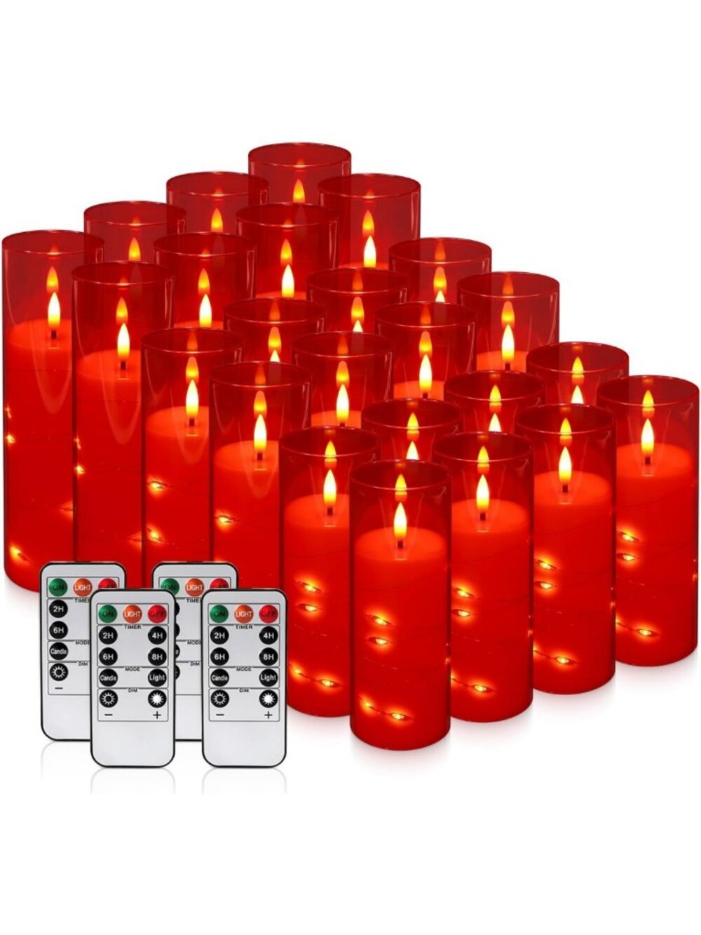 24-Pack Flameless LED Candles & Star String Lights - Realistic Flicker, Remote